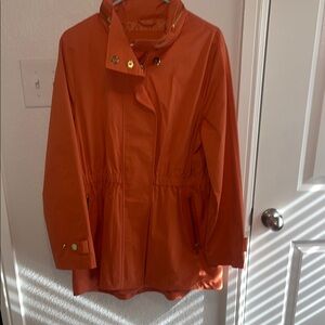 Preston & York Orange Trench Coat with Gold Accents